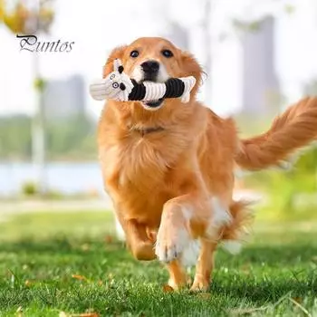 Плюшевая жевательная игрушка для домашних животных, устойчивая к укусам, плюшевая игрушка, способствующая здоровью зубов, активная игра, мультяшные товары для домашних животных, обучающая игрушка для маленьких и больших собак черный белый