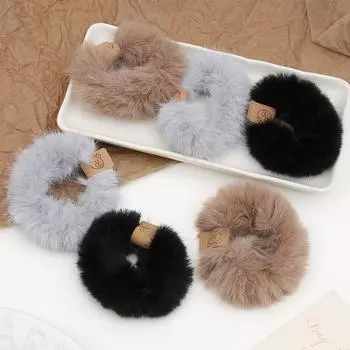 Плюшевая зимняя повязка на голову, кольцо для волос, модный головной убор для девочки, милая резинка, аксессуары для волос серый