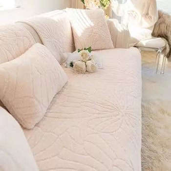 Плюшевая зимняя удобная хлопковая бархатная диванная подушка, утолщенная подушка, нескользящий кожаный чехол для дивана, высококачественный простой зимний чехол 70*70cm