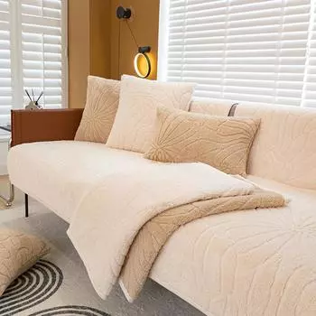 Плюшевая зимняя удобная хлопковая бархатная диванная подушка, утолщенная подушка, нескользящий кожаный чехол для дивана, высококачественный скандинавский простой зимний чехол 70*70cm