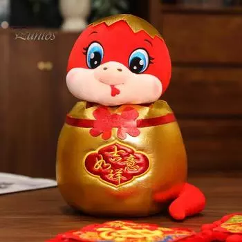 Плюшевая змея 2025 года, плюшевая игрушка в китайском стиле, плюшевое украшение в виде животного, талисман для декора стола на празднике Весны S