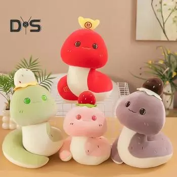 Плюшевая змея 2025 года, плюшевая кукла-талисман на китайский Новый год, праздничная игрушка-талисман, символ удачи, украшение стола L розовый