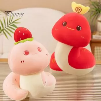 Плюшевая змея 2025 года, плюшевая кукла-талисман на китайский Новый год, праздничная игрушка-талисман, символ удачи, украшение стола L розовый