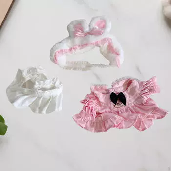 Плюшевое кукольное платье, юбка с повязкой на голову, очаровательный реквизит для фотосессии для детей, подвеска,