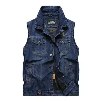 Плюшевое мужское пальто для рыбалки и отдыха на открытом воздухе, жилет с логотипом на заказ XXL джинсовый синий