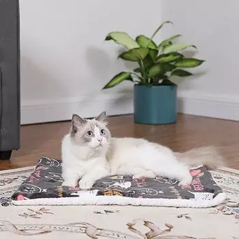 Плюшевое одеяло с рисунком из мультфильма для домашних животных, утолщенное и теплое осенью и зимой, одеяло для щенков и котят S