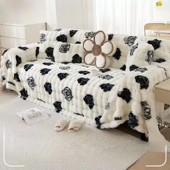 Плюшевое полотенце для дивана, нескользящая плюшевая теплая подушка, зимняя плюшевая ткань для покрытия дивана 180*130cm