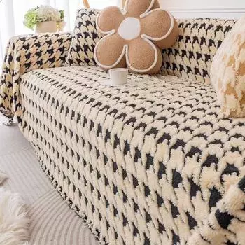 Плюшевое полотенце для дивана с защитой от царапин, бархатный приятный для кожи плюшевый теплый домашний нескользящий чехол Универсальный универсальный чехол для дивана 180*130cm