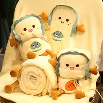 Плюшевое рулонное одеяло с 3D-мультяшным рисунком, вышитым тостом, пледом с животными, мягкое детское одеяло из микрофибры, одеяло для кровати в виде хлеба, домашний офис, кондиционер L Carrot Set