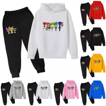 Плюшевые брюки с длинными рукавами, свободный пуловер с капюшоном для детей 100 чёрный