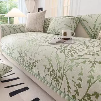 Плюшевые чехлы для диванов, подушка для дивана, универсальный чехол, нескользящий чехол для дивана Four Seasons 70x70cm зелёный