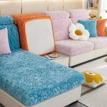 Плюшевые чехлы на диванные подушки для гостиной, эластичные регулируемые съемные чехлы для диванов в форме розы, защита для детской мебели 1pc Back cover S