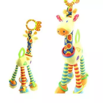 Плюшевые детские колокольчики для развития ребенка, мягкие колокольчики с изображением жирафа, погремушки, игрушки с ручкой, хит продаж с прорезывателем, детская игрушка 14281