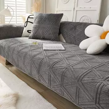 Плюшевые диванные подушки: Современный, простой, элитный, зимний, утолщенный, нескользящий, противоскользящий, легкий роскошный чехол для дивана, тканевый чехол 90*70cm