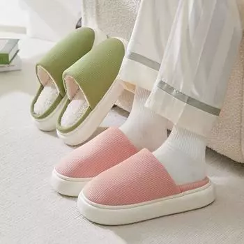 Плюшевые домашние тапочки для женщин, нескользящие, мягкие, с толстой подошвой, парные домашние тапочки для друзей, семейные плюшевые тапочки 36-37 серый