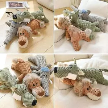 Плюшевые игрушки для собак для агрессивных любителей жевать Писклявые игрушки для собак для снятия беспокойства Прочные неразрушимые игрушки для жевания собак для игр и комфорта Wolf