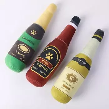 Плюшевые игрушки для собак, пискливая печатная игрушка в форме пивной бутылки, устойчивая к укусам, чистые зубы, жевательная игрушка, товары для домашних животных, интерактивные игрушки