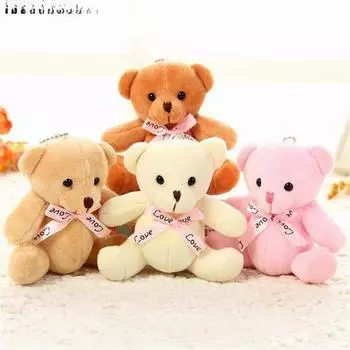 Плюшевые игрушки Love Sitting Bear 1PCS Милый маленький кулон мини мультяшный галстук-бабочка шарф букет медведей игрушка унисекс подарок на День святого Валентина 11 см