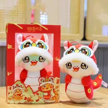 Плюшевые куклы Yousheng Snake 2025, год Змеи, китайский зодиак, мягкая кукла, праздничные плюшевые игрушки в виде змеи для детей и взрослых, украшение на лунный Новый год 20cm белый