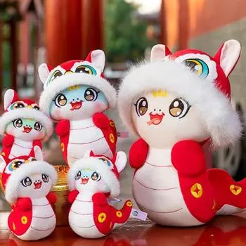 Плюшевые куклы Змея 2025 год Змеи китайский зодиак мягкая кукла праздничная 20cm зелёный