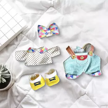 Плюшевые кукольные штаны с подвязками и головным убором Модная одежда Костюмы Фотореквизит Создайте своих собственных кукол