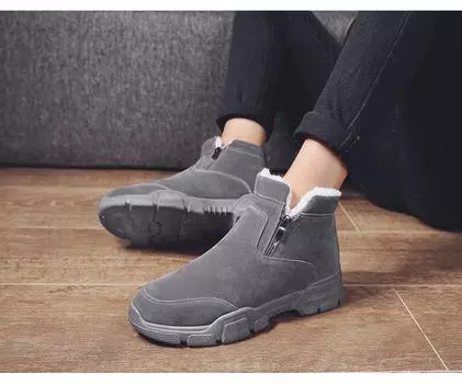Плюшевые мужские ботинки для походов на открытом воздухе, мужские зимние ботинки, ботильоны для мужчин, зимняя теплая обувь, новая мужская обувь на платформе, повседневная рабочая обувь 39 темно серый