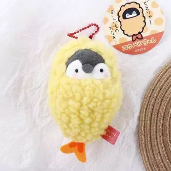 Плюшевые плюшевые креветки Kawaii Брелки Мягкие игрушки Сумка Подвеска Подарочные брелоки с корейским пингвином жёлтый
