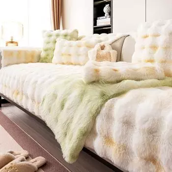 Плюшевые подушки для сидения дивана с кроликом, легкие роскошные осенние и зимние утепленные, теплые, нескользящие, тканевые, кремовые, ветрозащитные, не царапающие чехлы 70*70cm