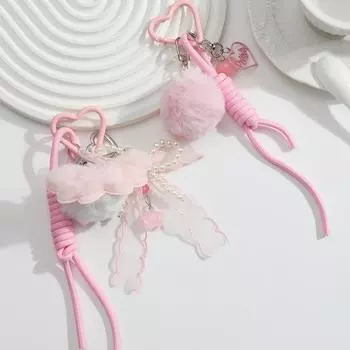 Плюшевые помпоны брелок сердце брелок подвеска автомобильный брелок подвесные украшения веревочные держатели для ключей сумки подвески украшения B