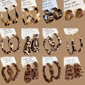 Плюшевые серьги с леопардовым принтом в стиле ретро для женщин — высококачественный, универсальный тренд осени/зимы 2024 года