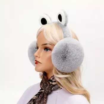 «Плюшевые складные наушники с большими глазами — бархатные, морозостойкие и теплые для зимы» One Size чёрный