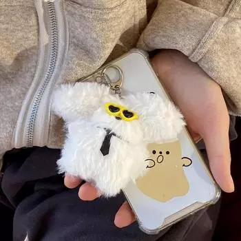 Плюшевые солнцезащитные очки, брелок с кроликом, милый кулон, брелок, подвесной орнамент, держатель для ключей, рюкзак, сумка, подвеска для девочек и женщин
