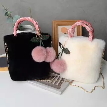 Плюшевые сумки женские версии новые сумки через плечо модные портативные сумки на одно плечо серый