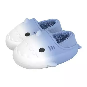 Плюшевые тапочки с акулами для женщин и мужчин, зимние теплые хлопковые тапочки с героями мультфильмов, пара, нескользящая водонепроницаемая домашняя обувь для отдыха 36-37