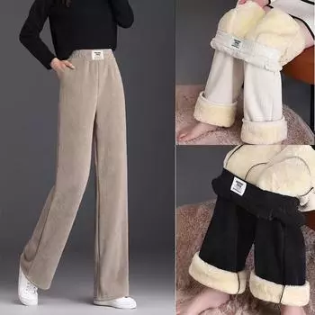 Плюшевые толстые повседневные брюки, женские модные теплые брюки, осенне-зимние леггинсы, повседневные брюки с высокой талией, женские брюки