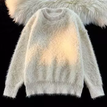 Плюшевые топы для женщин на осень и зиму, утепленный стеганый свитер, женский однотонный теплый свободный вязаный пуловер, топы S белый