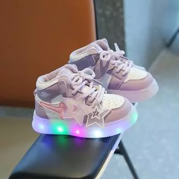 Плюшевые туфли для девочек. Детские кроссовки. Осень-зима. Новая детская спортивная обувь. Повседневная яркая легкая обувь для доски. 26 фиолетовый