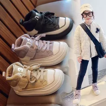 Плюшевые туфли для девочек, осенне-зимняя новая корейская стильная нескользящая повседневная спортивная обувь на мягкой подошве 26 фиолетовый