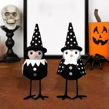 Плюшевые украшения на Хэллоуин Птицы Стоящая птица в конусообразной шляпе Плюшевая настольная кукла-птица A