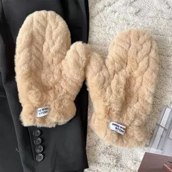 Плюшевые Утепленные Женские Снежные Перчатки без Пальцев для Мотоциклетной Езды Зимние Детские Перчатки для Мальчиков Style 2