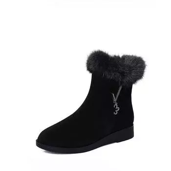 Плюшевые женские сапоги, удобные меховые туфли на высокой подошве, модная женская обувь, женская обувь на молнии, вулканизированная обувь, нескользящая женская обувь 35