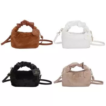 Плюшевые женские сумки через плечо, осенне-зимняя женская сумка-тоут в виде облака, модная повседневная однотонная регулируемая сумка с небольшой подвеской чёрный