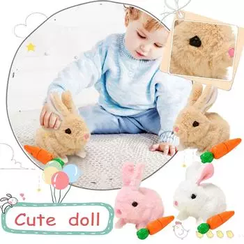 Плюшевый электронный кролик, детская подставка, прыгающая и звуковая интерактивная игрушка-кролик, подарки One Size розовый