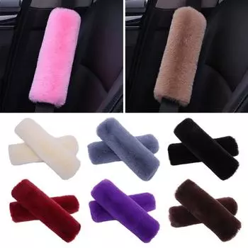 Плюшевый автомобильный ремень безопасности, наплечная накладка, регулируемая наплечная защита, автомобильные аксессуары для интерьера, взрослые бежевый