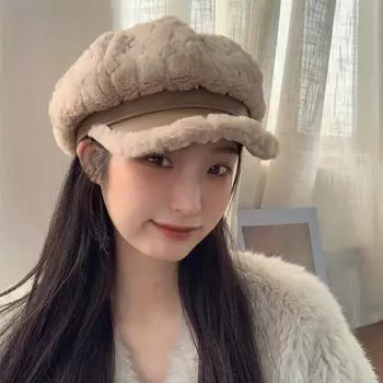 Плюшевый берет для женщин, новая осенне-зимняя ретро-мода, милая темпераментная восьмиугольная шляпа, повседневная кепка газетчика M56-58cm хаки