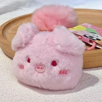 Плюшевый брелок Biu Очаровательный брелок с головой животного Biu Красочный мультяшный брелок-подвеска Pig