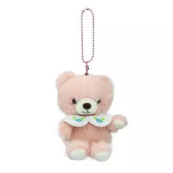 Плюшевый брелок для ключей Takeoff Bear Cub Drop в стиле ретро с милой цветочной вышивкой на воротнике в розовой коробке [музыка включена] розовый