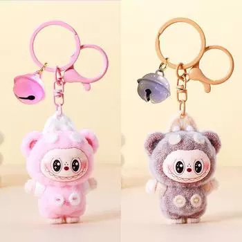 Плюшевый брелок Лабубу Милый комбинезон Мультяшный кулон Лабубу Аксессуары Подарки Labub flocked bear pendant