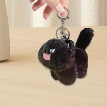 Плюшевый брелок с изображением кота, подвесное украшение для куклы-животного, игрушка, мягкая игрушка для мальчиков чёрный