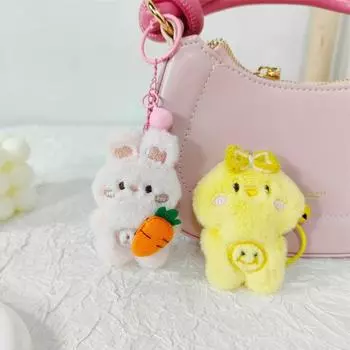 Плюшевый брелок с изображением кролика, брелок с изображением кролика и медведя, милый кулон в виде лягушки, декор для рюкзака